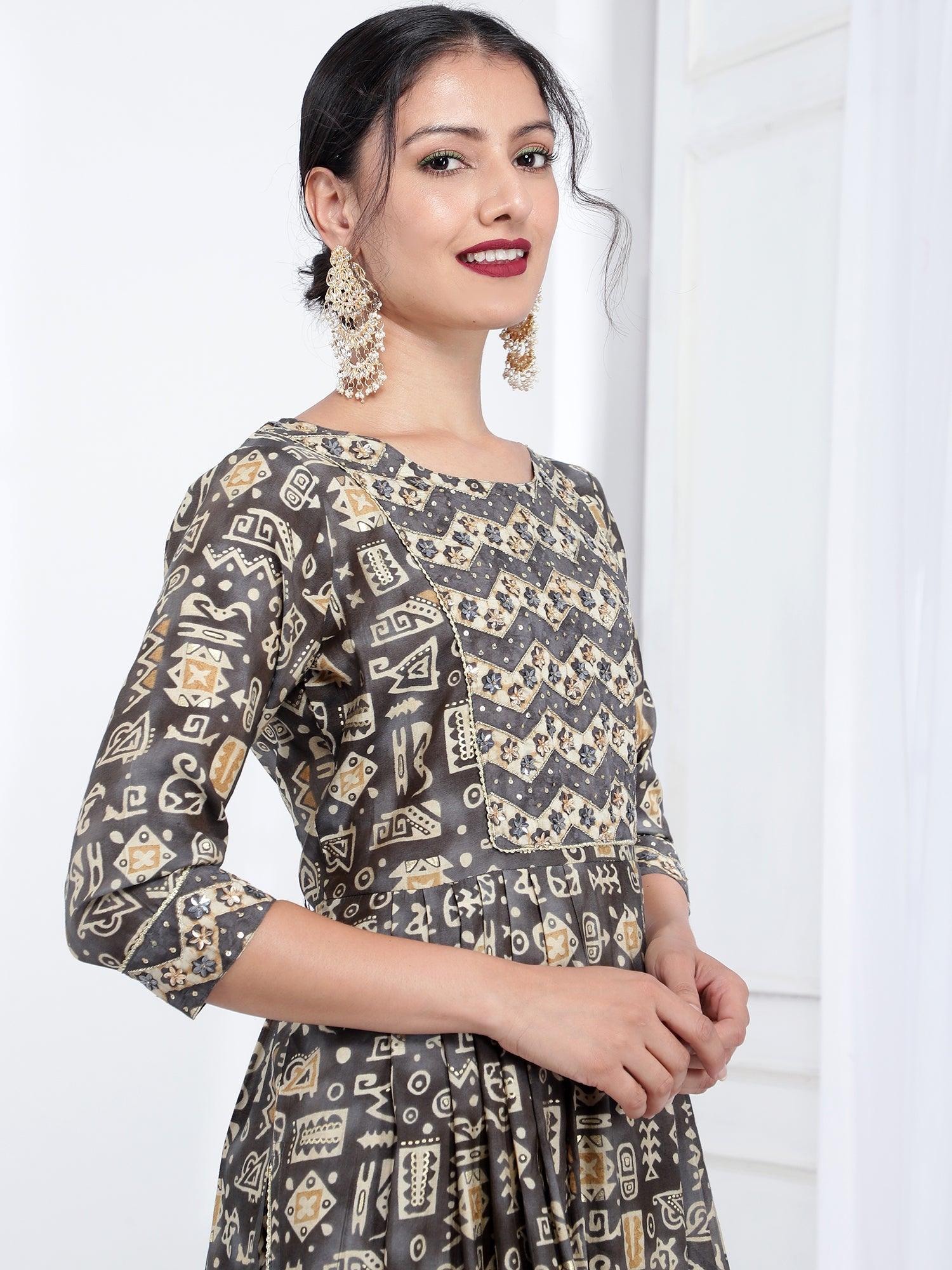 Chanderi Ethnic Kurta Dupatta Set